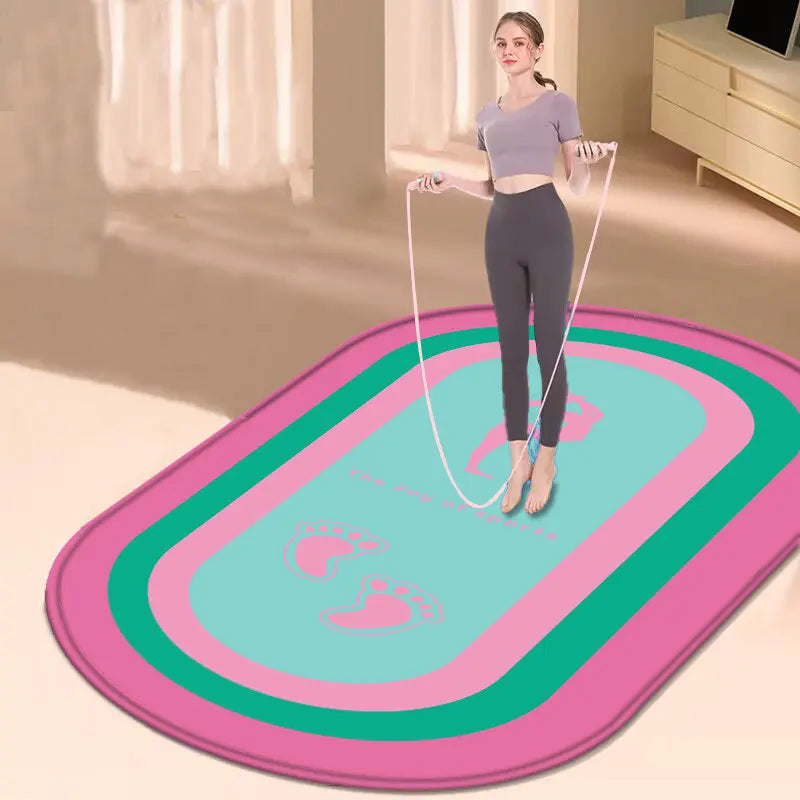 VIKAMA Indoor Skipping Rope Anti-slip, Shock-absorbing and Soundproof Mat, Fitness Mat, Yoga Mat, Silicone Base Anti-slip Mat