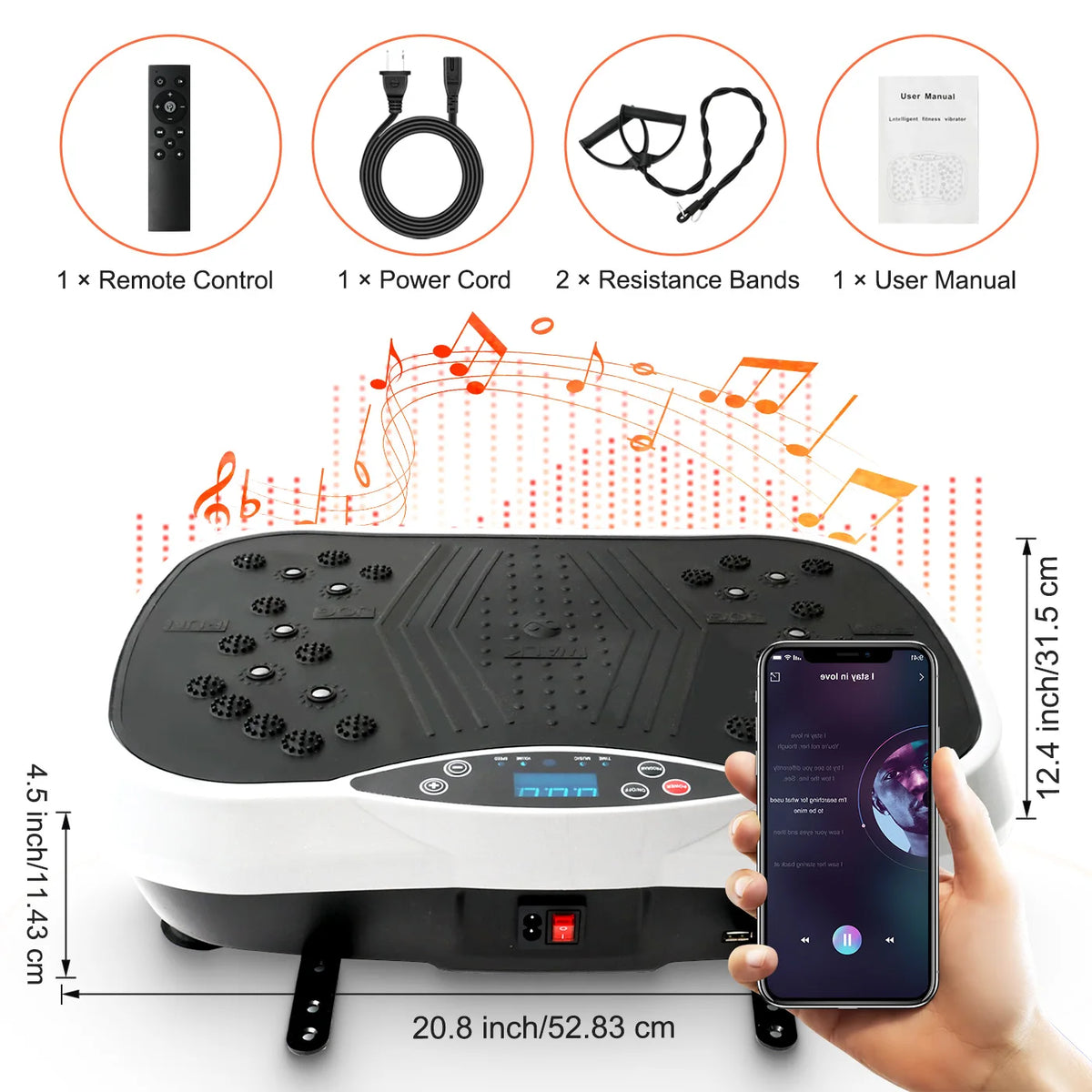 Vibration Plate Exercise Machine Portable Fat-Burning Machine Weight Loss 220 lbs Full-Body Workout Shaker BT Remote Control