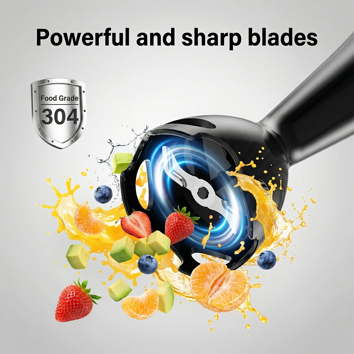 Immersion Hand Blender Electric Handheld Mixer Portable Stick Mixer Stainless Steel Blades for Smoothie Soup Puree Baby Food