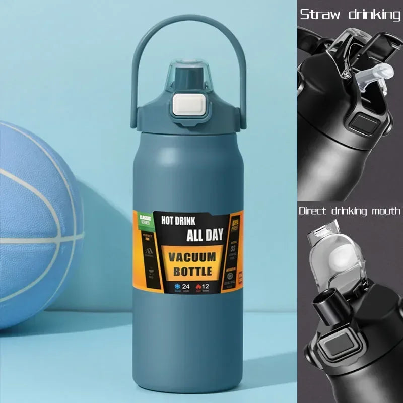 Thermos Vacuum Stainless Cup Thermal Cold Hot Insulated Stainless Steel Water Bottle with Straw Water Bottles