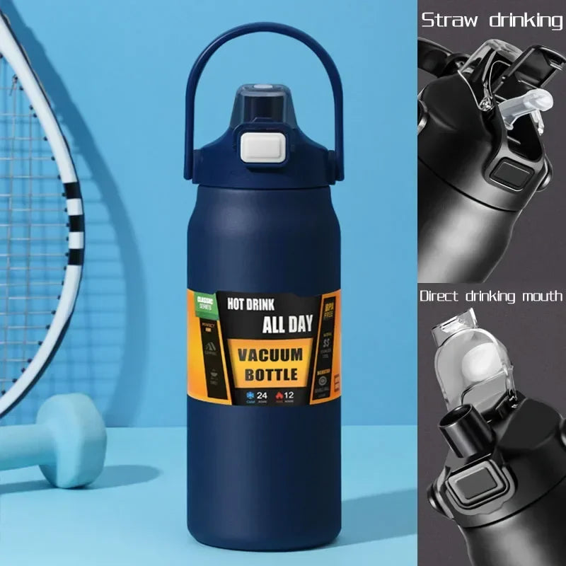 Thermos Vacuum Stainless Cup Thermal Cold Hot Insulated Stainless Steel Water Bottle with Straw Water Bottles