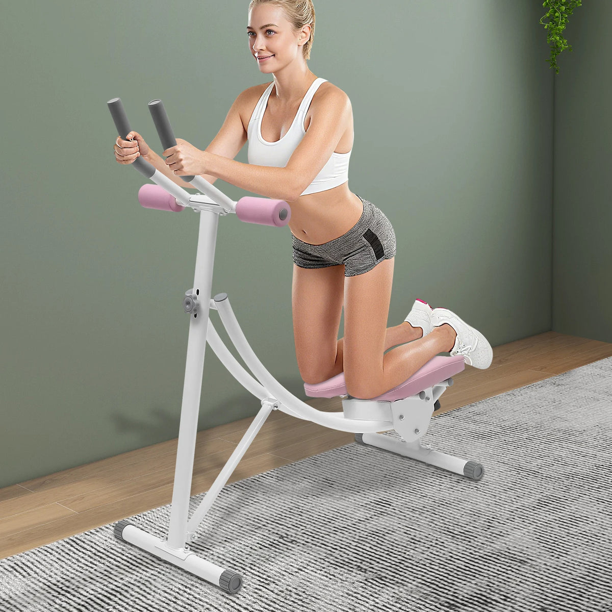 Foldable Abdominal Trainer with LED Display & 3-Level Adjustment, Ab Machine Core Workout Equipment Load 330lbs, Home Exercise Waist Cruncher Core Toner