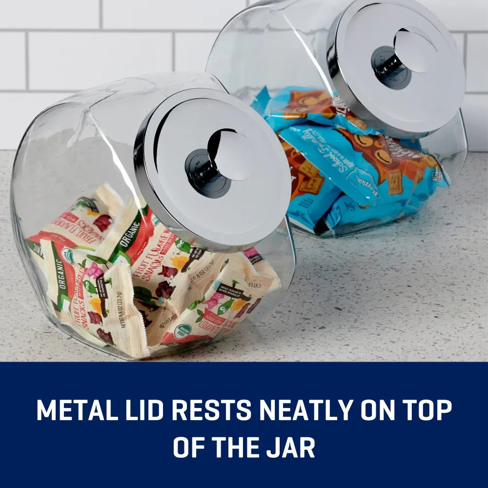 Silver Glass Jar with Lid for Candy Storage Practical Pantry Kitchen Container Display Organizer