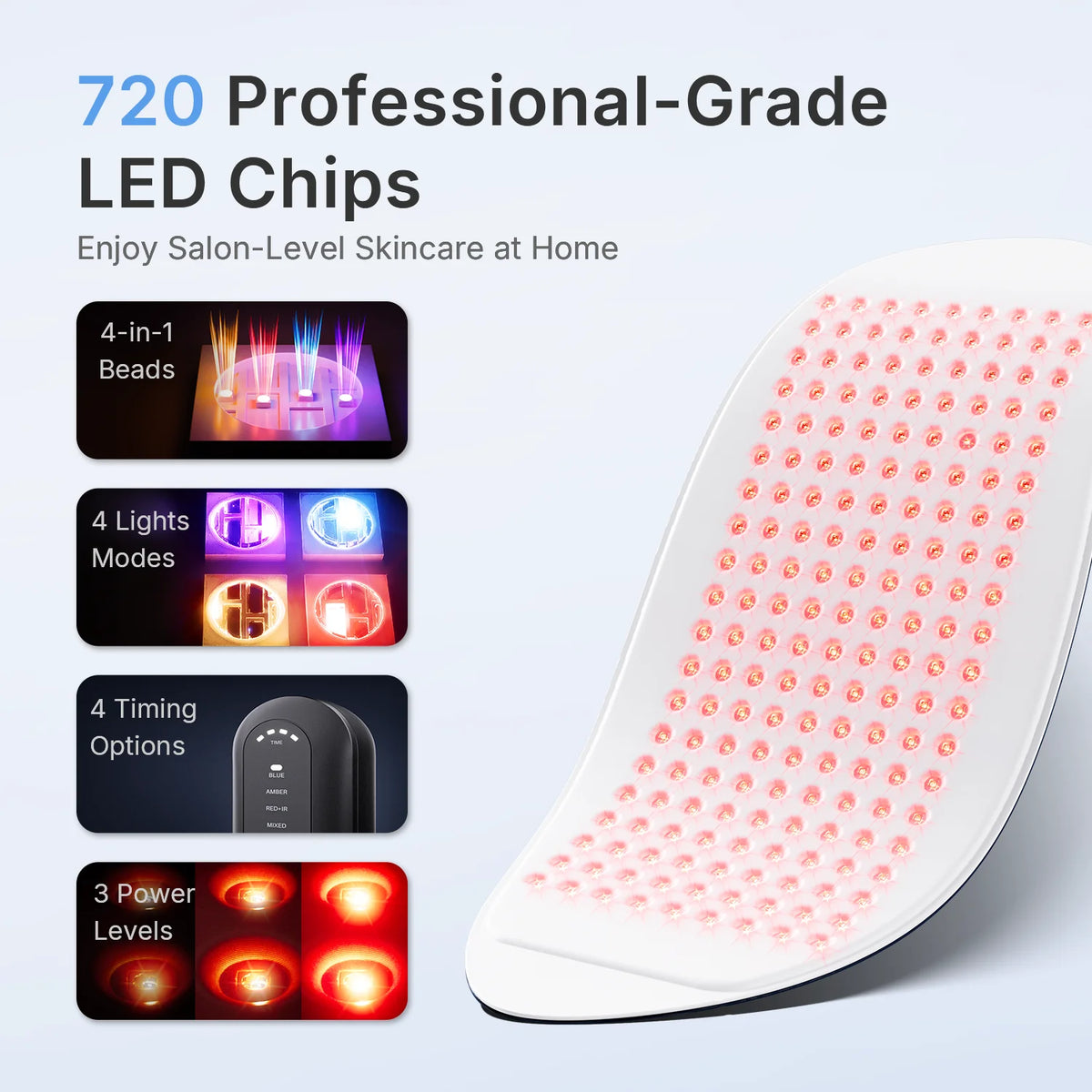 Hello Face L6 LED Light Mask 720pcs 630nm Red Light & 850nm NIR Light Skin-friendly Fabric Body Care Machine 510K /CE