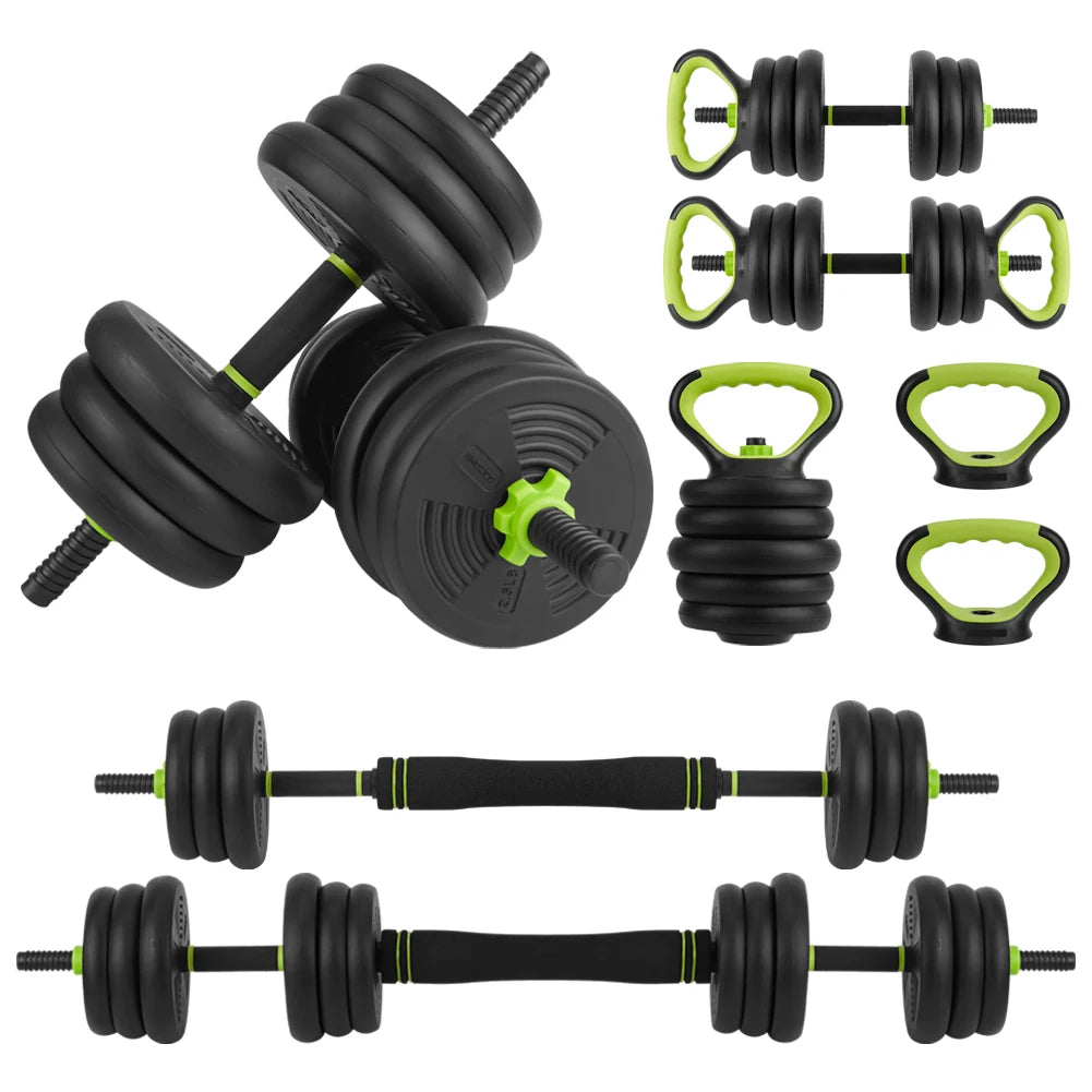 4 in 1 Adjustable Dumbbell Set, 44lbs Free Weight Set, Weights Dumbbells Set Used as Dumbbell, Barbell, Kettlebell and Push-up, for Home Gym Fitness Exercises