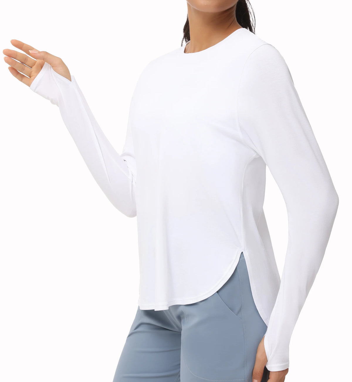THE GYM PEOPLE Women's Long Sleeve Workout Shirts Lightweight Cotton Running Yoga Tops with Thumb Hole