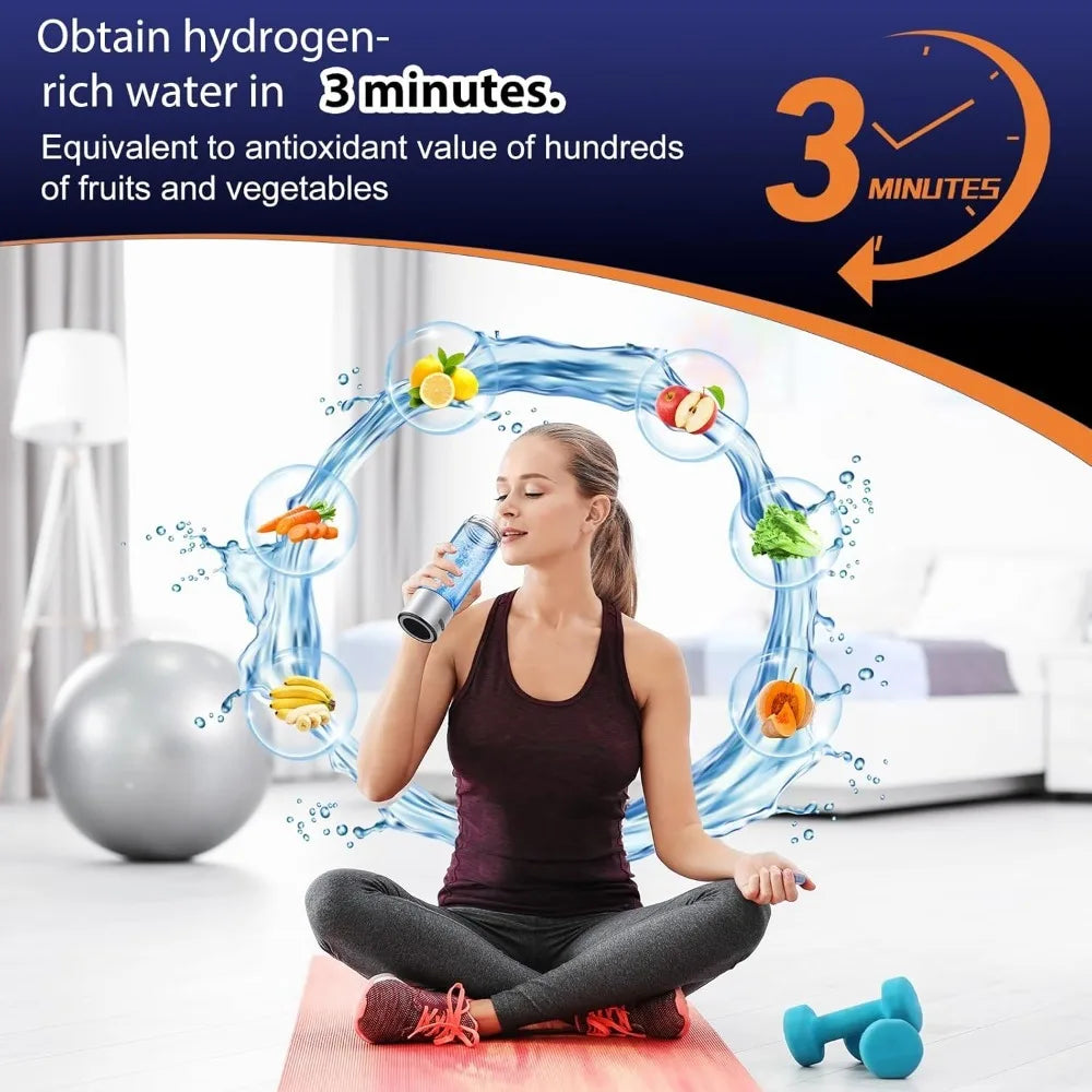 Smart Hydrogen Water Bottle Alkaline Stick Set Portable SPE PEM Ionizer with Filter Stainless Steel Mineral Purifier Home Office
