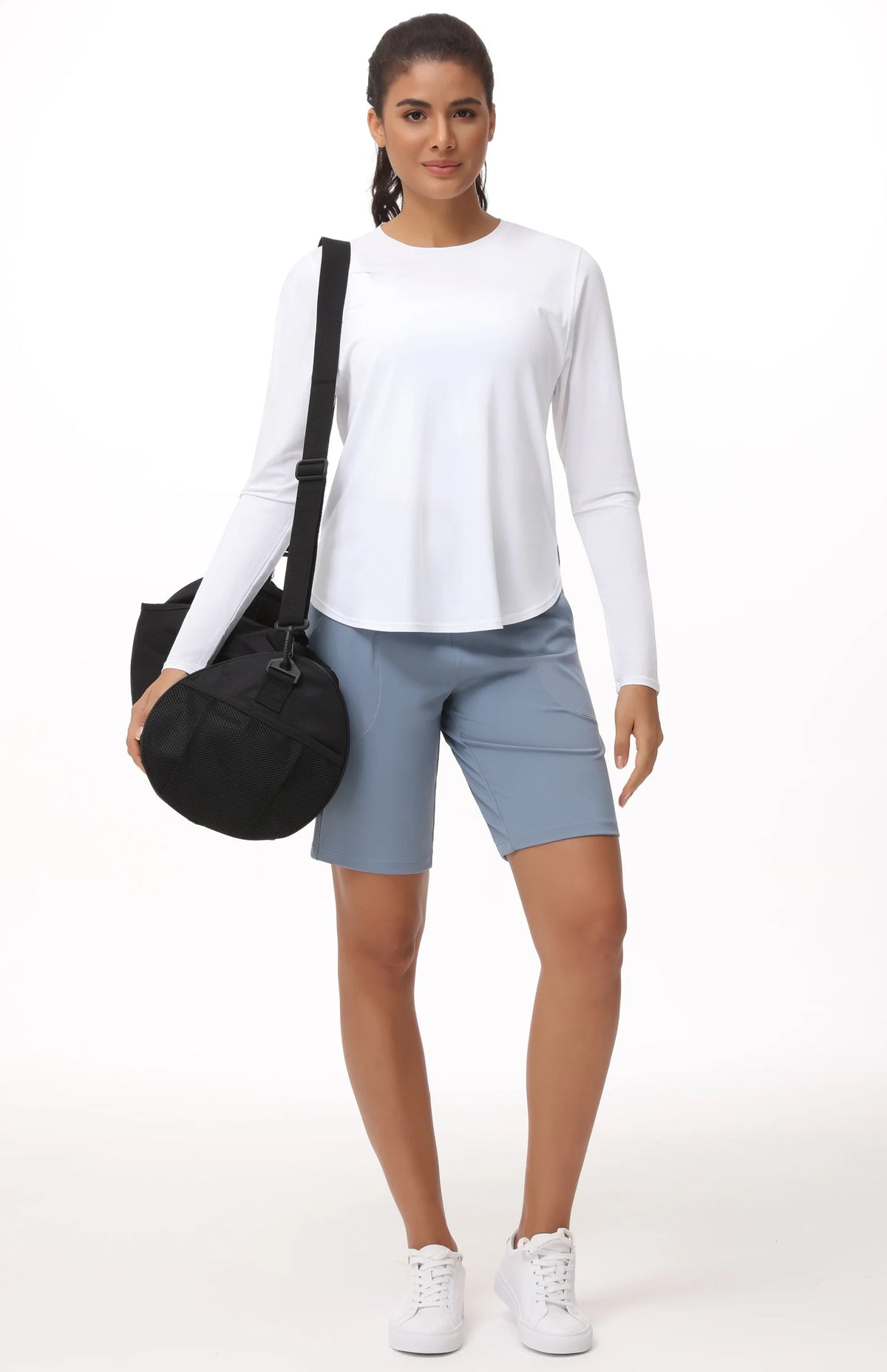 THE GYM PEOPLE Women's Long Sleeve Workout Shirts Lightweight Cotton Running Yoga Tops with Thumb Hole