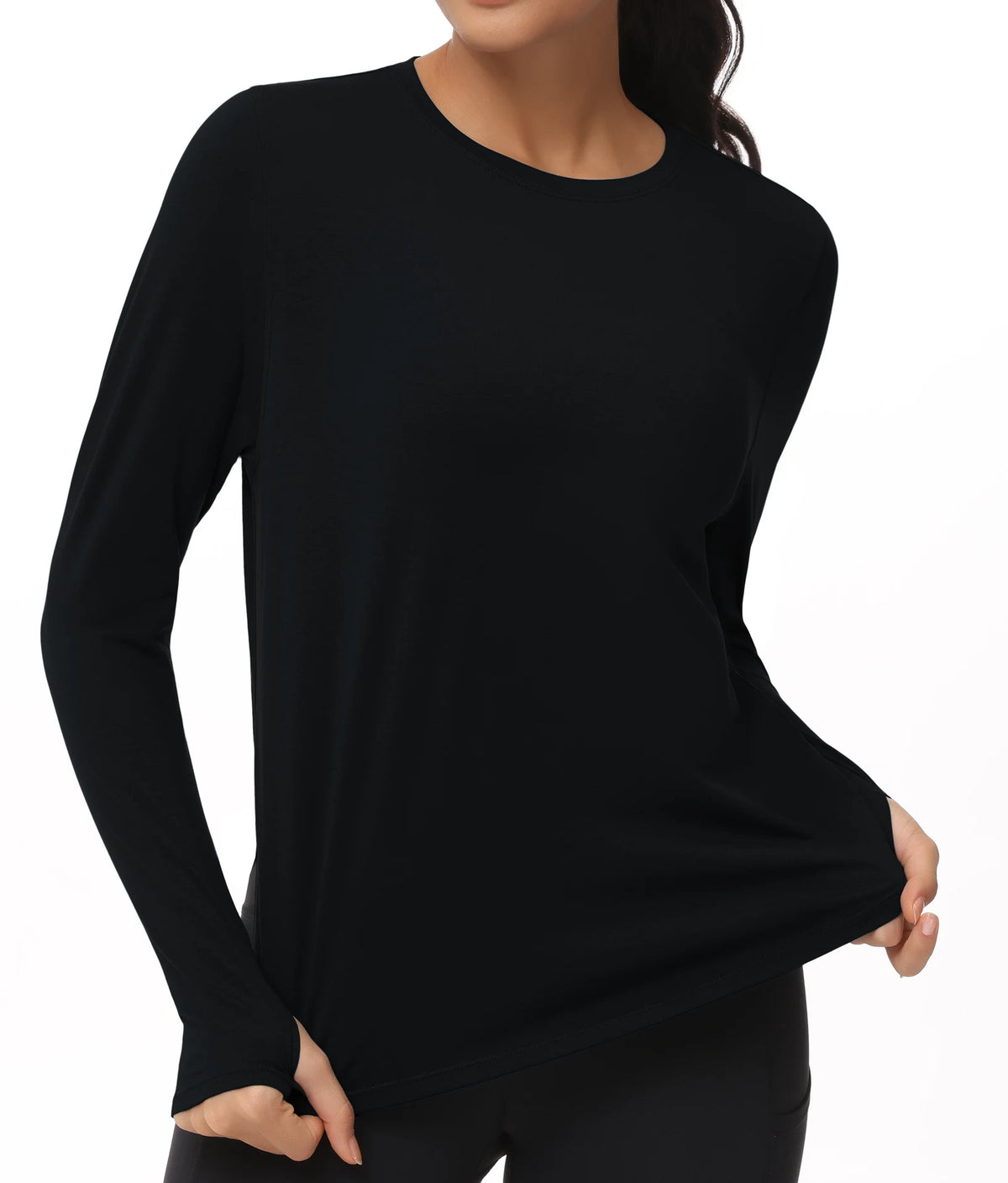 THE GYM PEOPLE Women's Long Sleeve Workout Shirts Lightweight Cotton Running Yoga Tops with Thumb Hole