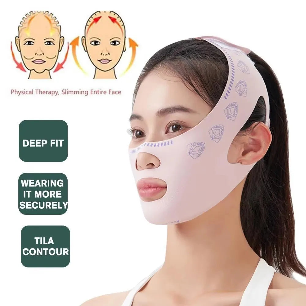 Breathable V‑Line Face Shaping Band, Cheek Lifting Face Bandage for Facial Contouring Support for Double Chin Appearance Improvement