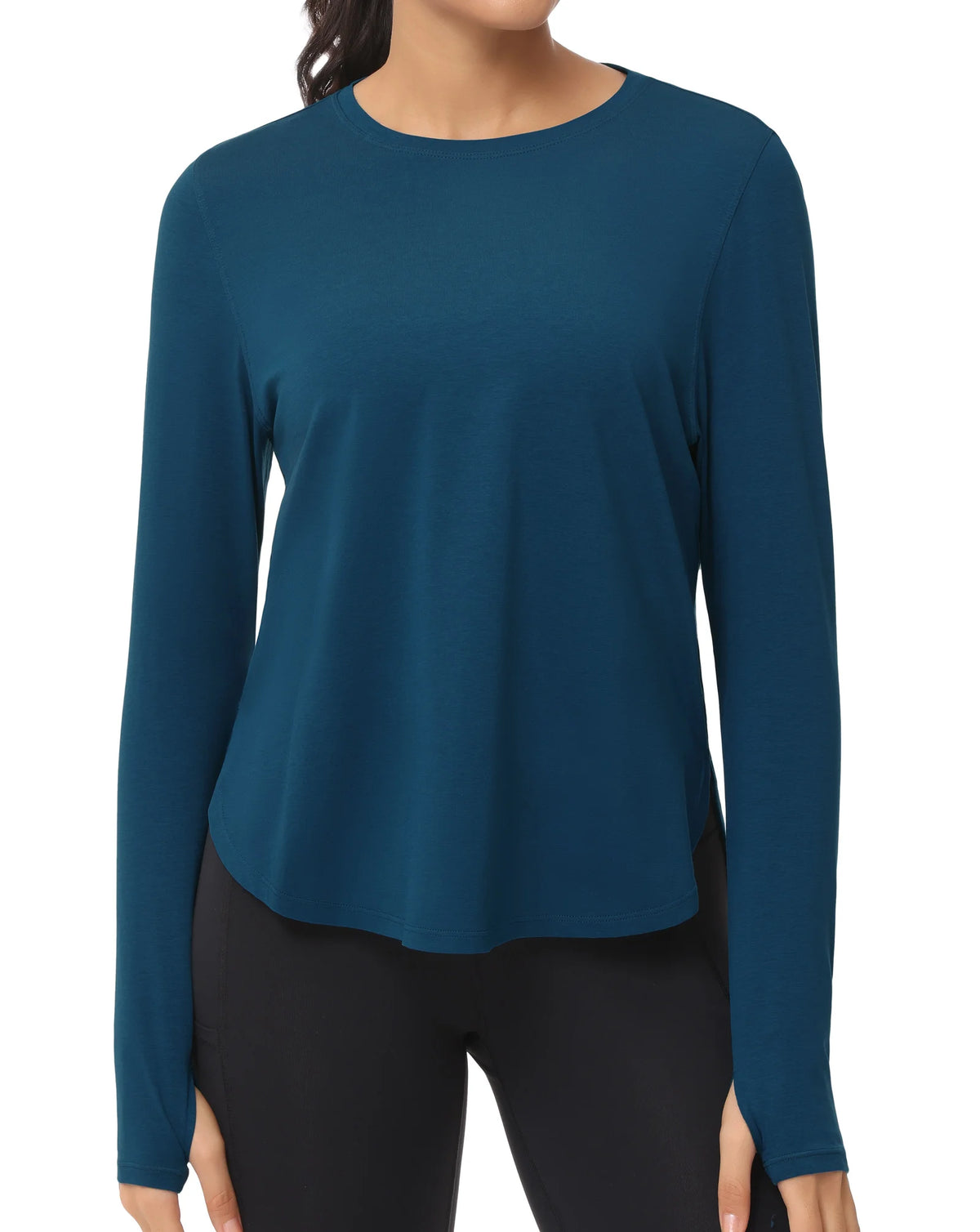 THE GYM PEOPLE Women's Long Sleeve Workout Shirts Lightweight Cotton Running Yoga Tops with Thumb Hole