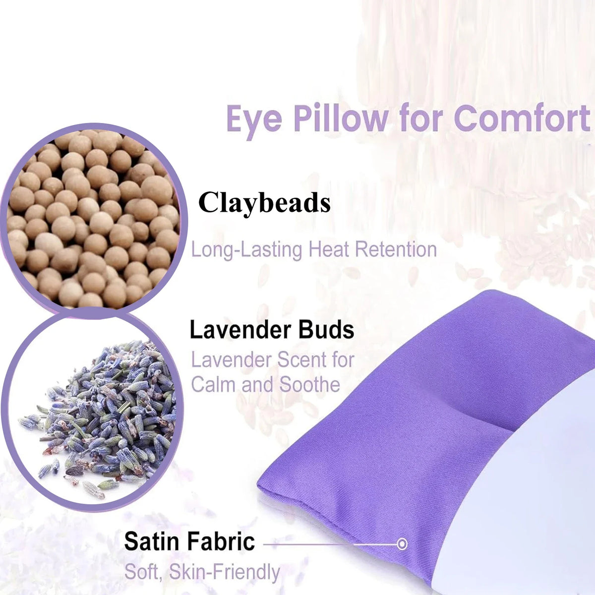 Lavender Eye Pillow for Relaxation, Yoga, Sleeping, Weighted Eye Mask Heated, Sinus, Dry Eyes Relief, Moist Heat Eye Compress