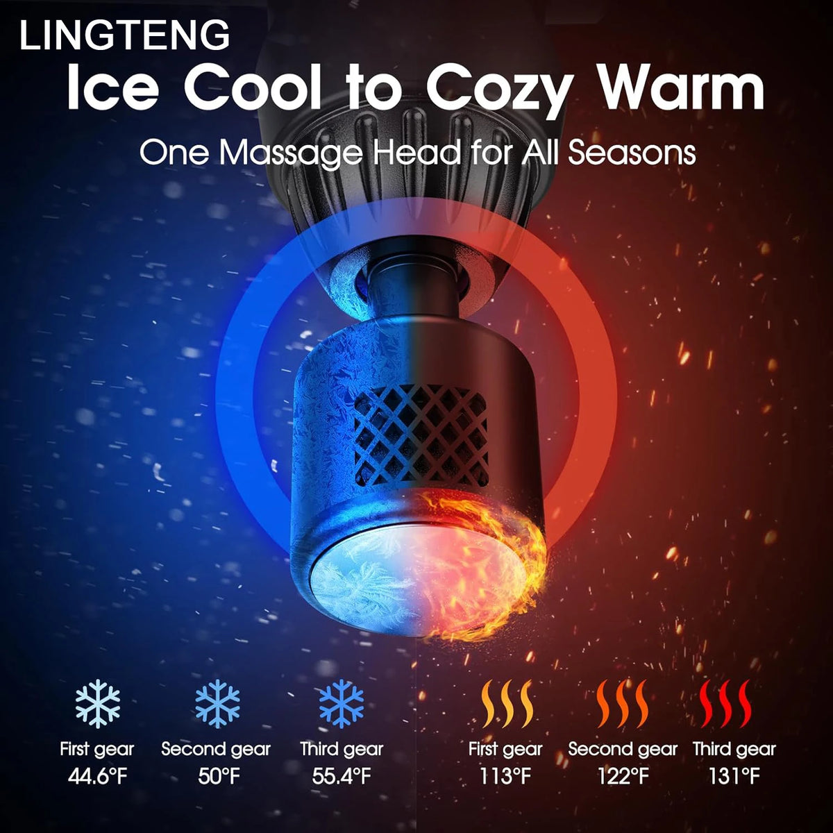LINGTENG Massage Gun with Hot and Cold Functions, Deep Tissue Massage Gun, Back and Neck Massager, Muscle Percussion Massager, Handheld Massager, 7 Massage Heads, Comes with Storage Case, Christmas Gift, Birthday Gift, Sports