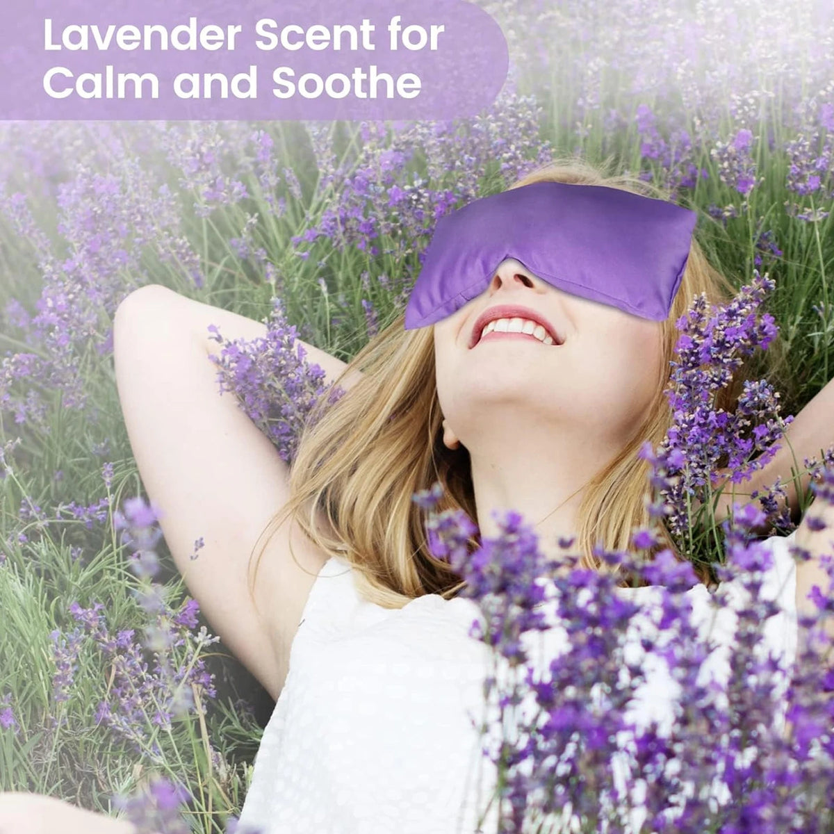 Lavender Eye Pillow for Relaxation, Yoga, Sleeping, Weighted Eye Mask Heated, Sinus, Dry Eyes Relief, Moist Heat Eye Compress