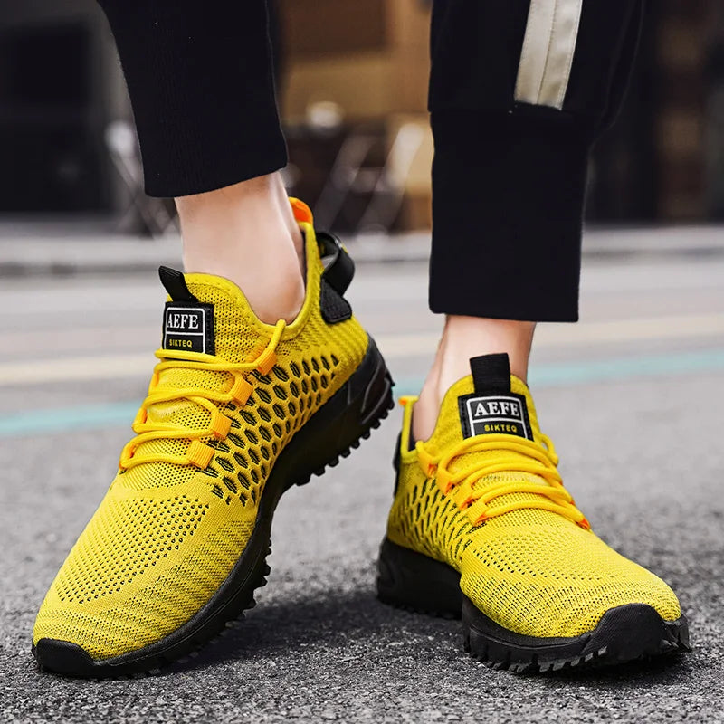 YRZL Men's Running Shoes 2024 Mens Sneakers Shoes Mesh Breathable Outdoor Tennis Walking Gym Shoes for Men Plus Size 40-47