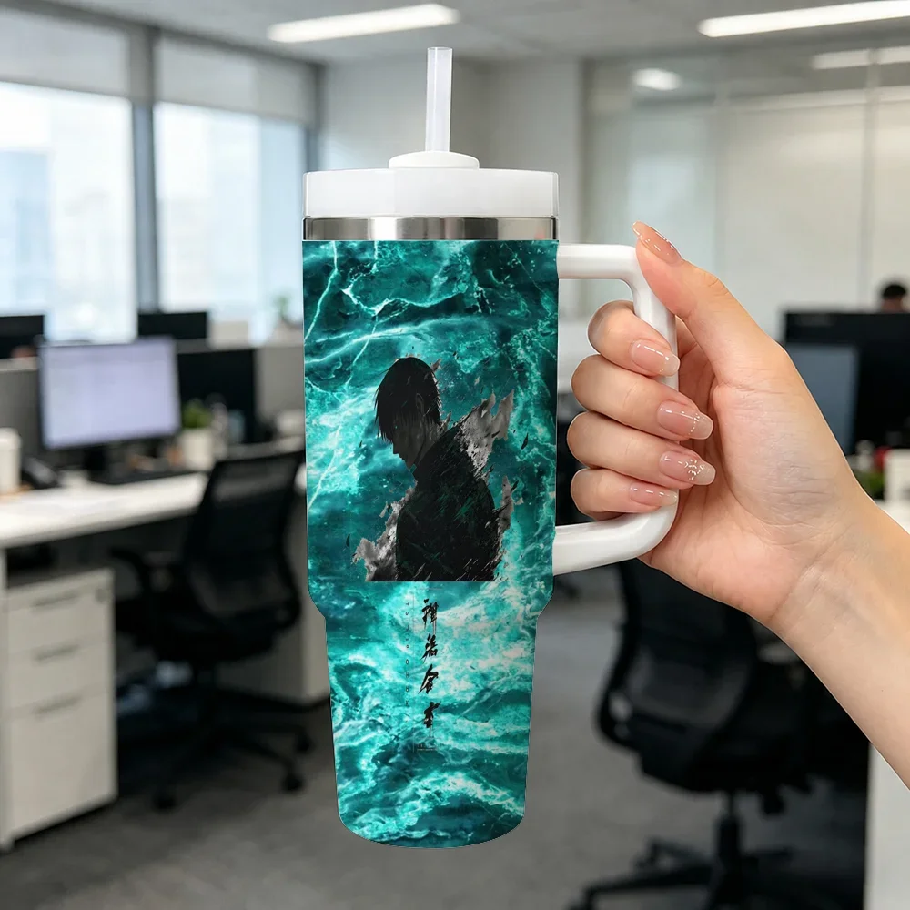 ANIME A-Attack on T-Titan Vacuum Flasks 40oz Stainless Steel Insulated Tumbler with Handle Straw