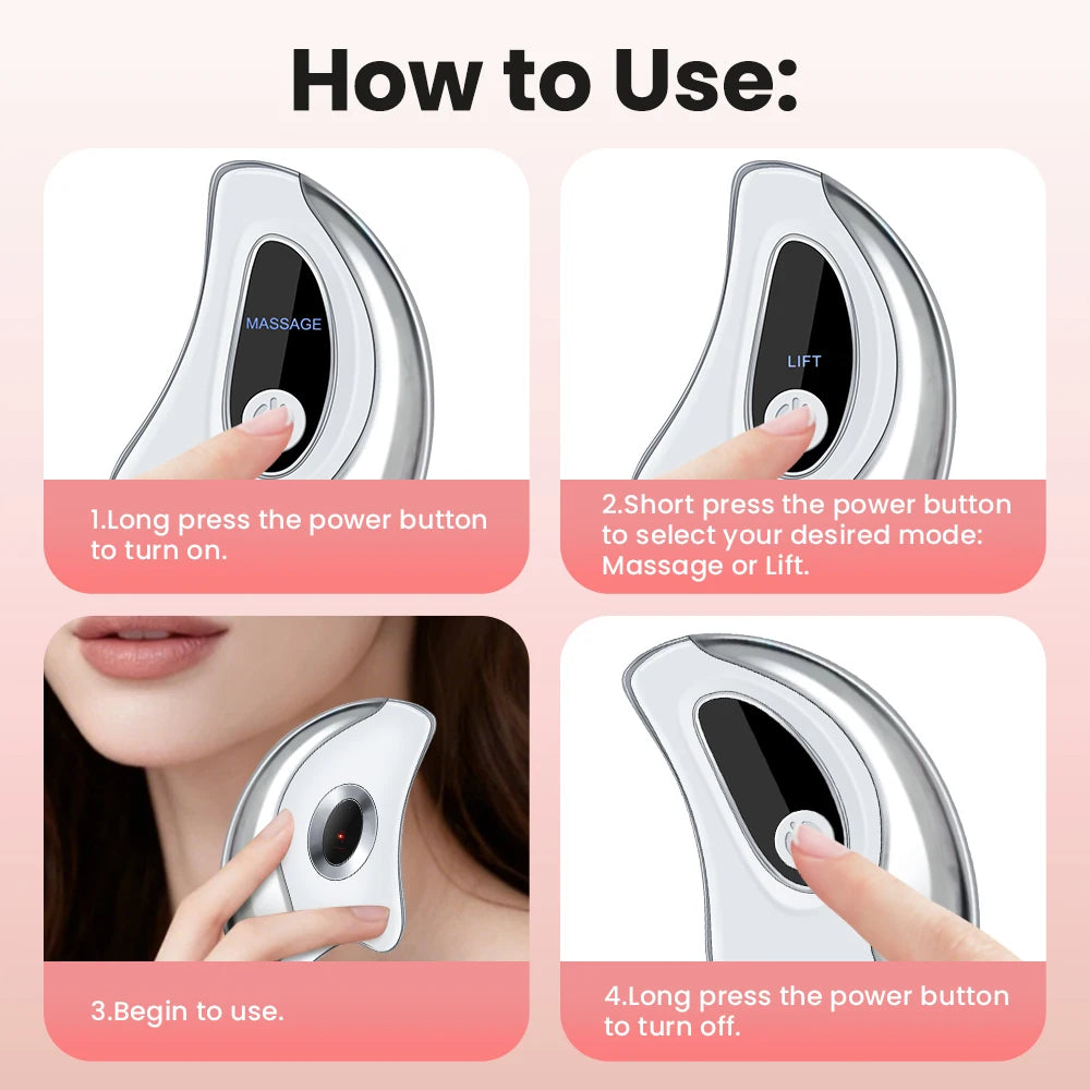 Gua Sha Massager 2-in-1 with Heat & Vibration, USB Rechargeable Facial Beauty Device for Face & Neck, Portable Home Spa Tool with LCD Display