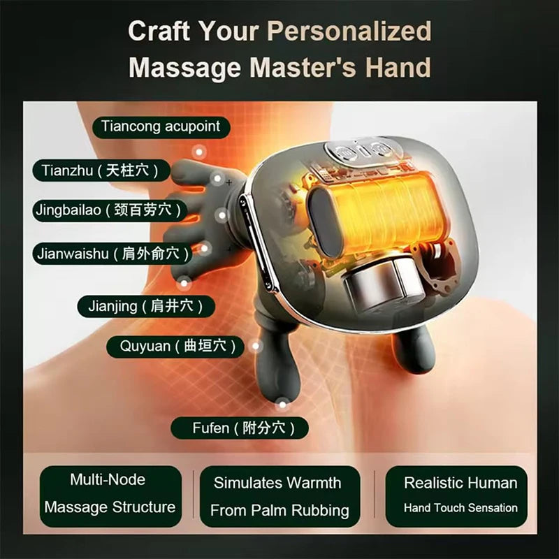 Neck and Shoulder Massager, Simulated Human‑Hand Kneading for Trapezius Muscle, Cervix, Waist and Back Muscle Relaxation