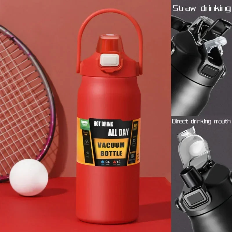 Thermos Vacuum Stainless Cup Thermal Cold Hot Insulated Stainless Steel Water Bottle with Straw Water Bottles