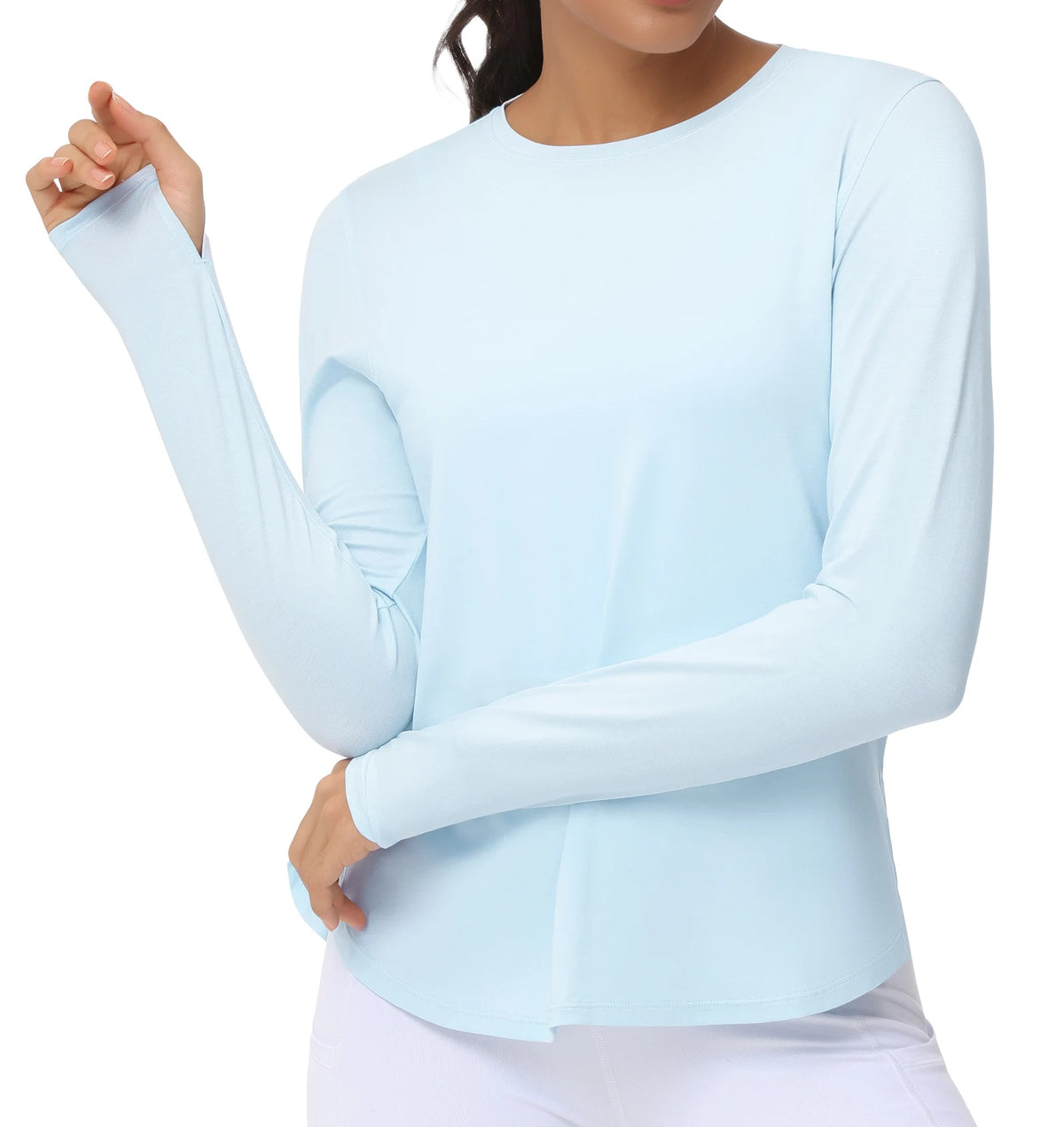 THE GYM PEOPLE Women's Long Sleeve Workout Shirts Lightweight Cotton Running Yoga Tops with Thumb Hole