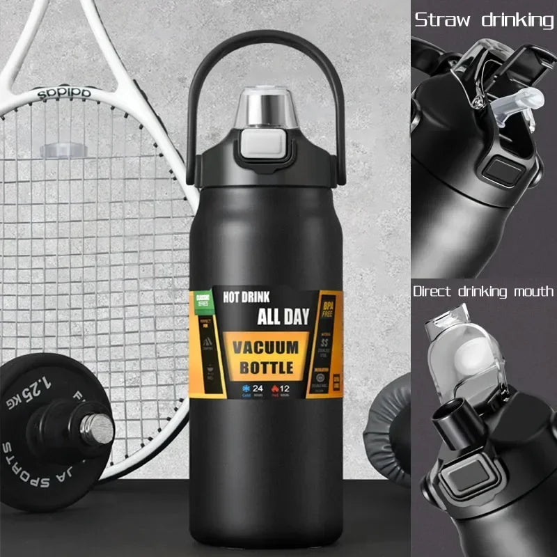Thermos Vacuum Stainless Cup Thermal Cold Hot Insulated Stainless Steel Water Bottle with Straw Water Bottles
