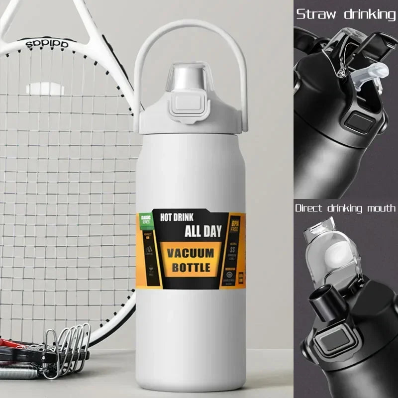 Thermos Vacuum Stainless Cup Thermal Cold Hot Insulated Stainless Steel Water Bottle with Straw Water Bottles