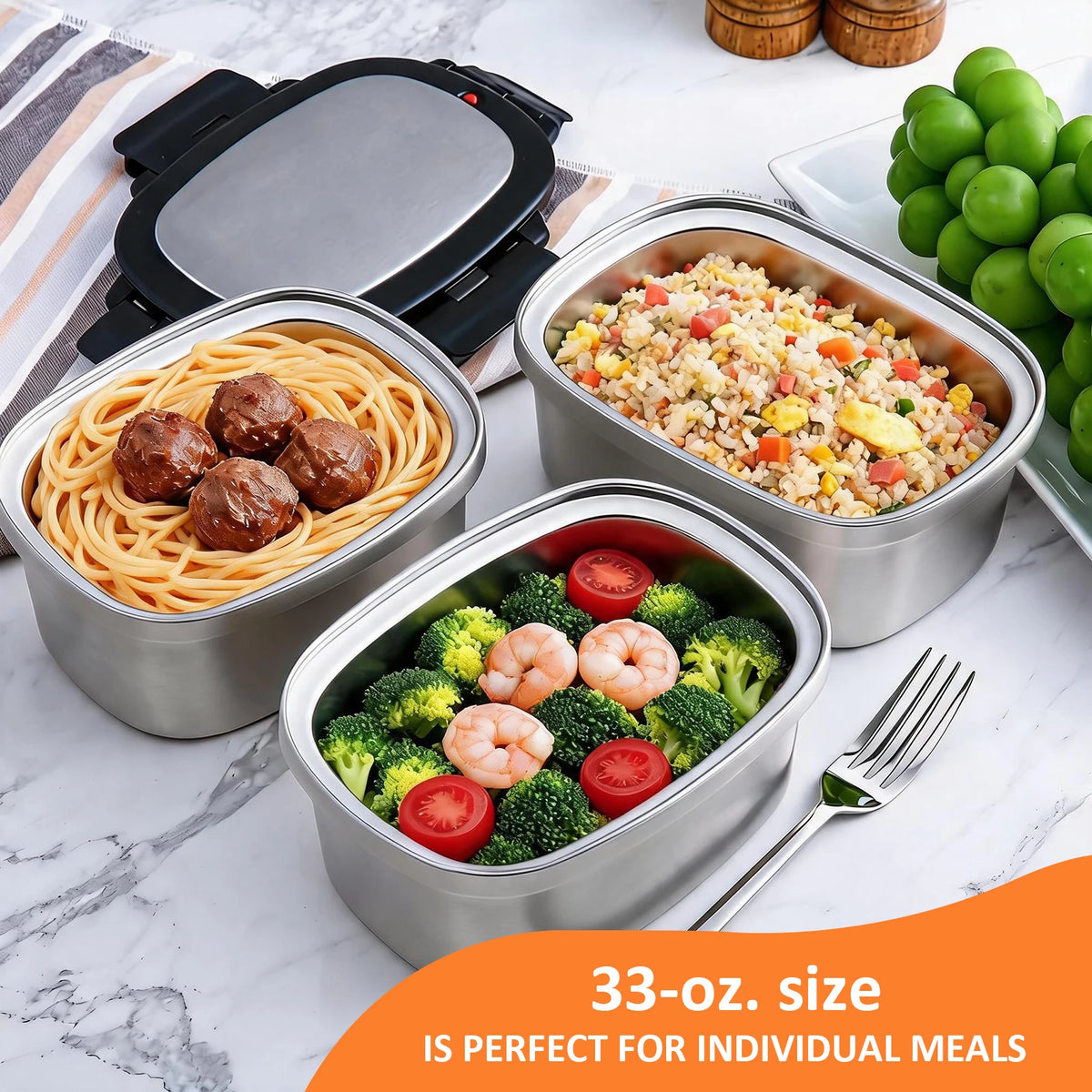 KOOMADE Vacuum Insulated Lunch Box with Thermal Bag 304 Stainless Steel Leakproof Divided Bento Box Keep Warm 4H Cold 8H Portable Food Container for Office Picnic