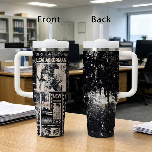 ANIME A-Attack on T-Titan Vacuum Flasks 40oz Stainless Steel Insulated Tumbler with Handle Straw