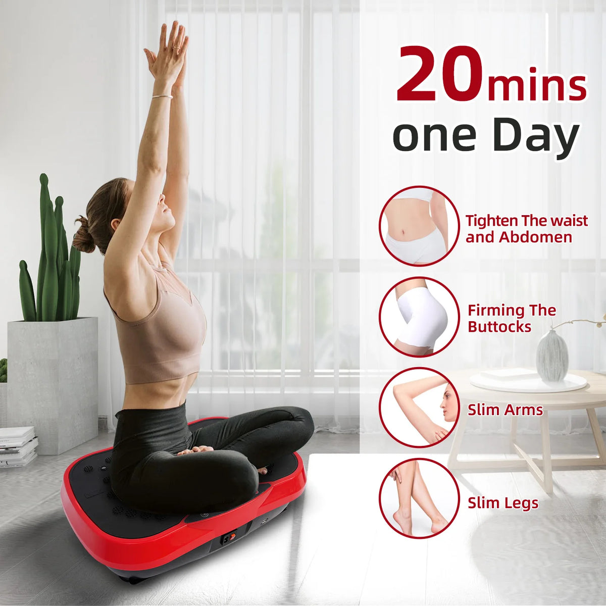 Vibration Plate Exercise Machine Portable Fat-Burning Machine Weight Loss 220 lbs Full-Body Workout Shaker BT Remote Control