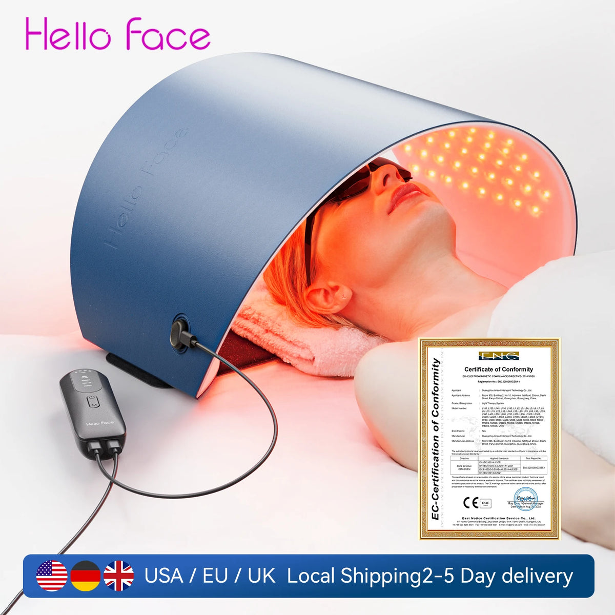 Hello Face L6 LED Light Mask 720pcs 630nm Red Light & 850nm NIR Light Skin-friendly Fabric Body Care Machine 510K /CE