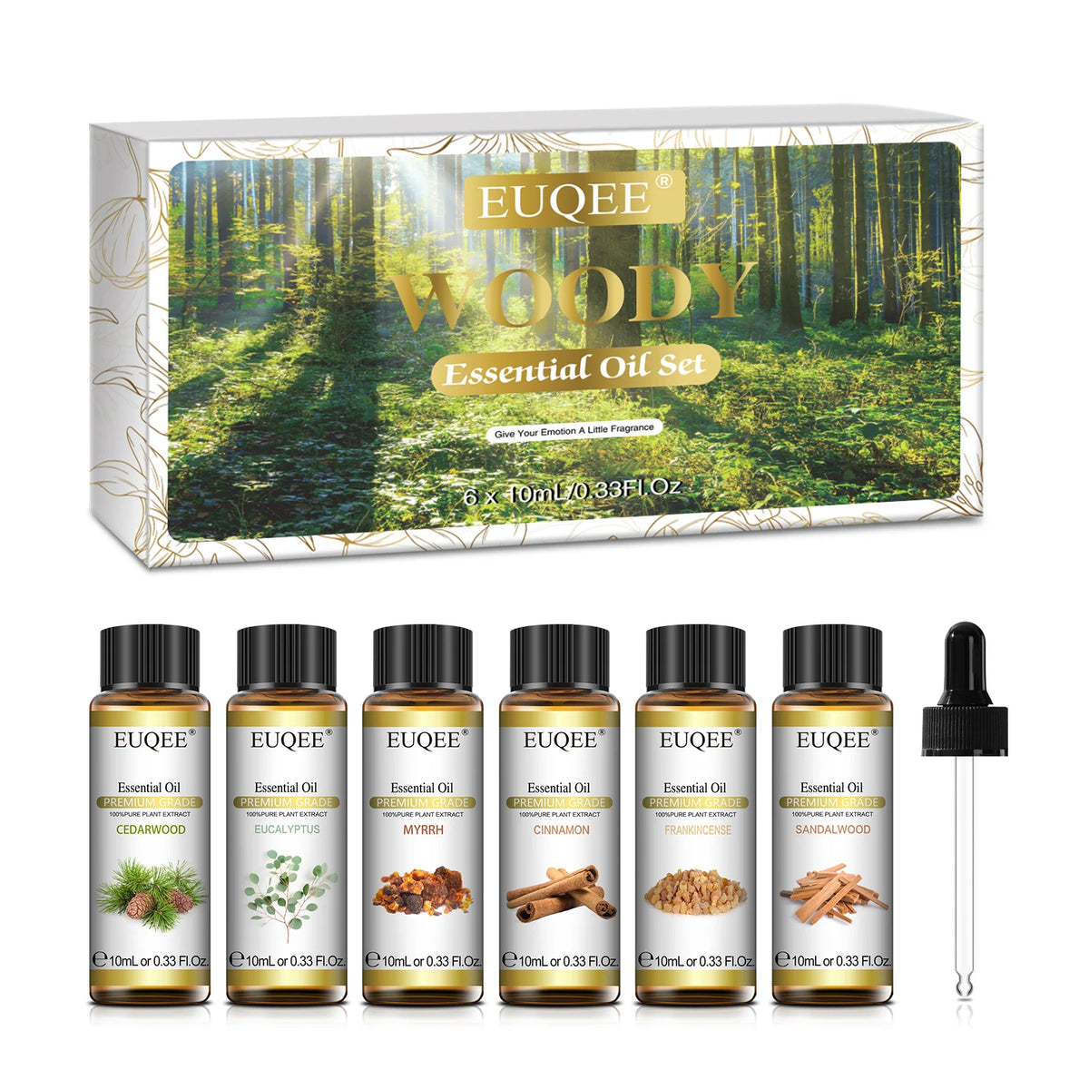 EUQEE 6 Bottles Essential Oil Set 10ml Natural Aromatherapy Oils For Diffuser,Humidifier,Car Diffusion,Candle & Soap Making