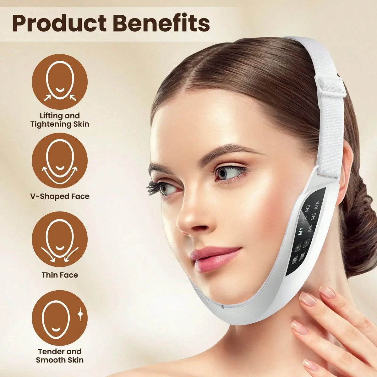 V Face Lifting Device Firming Facial Massager Facial Beauty Instrument Face Slimming Massager Double Chin Removal Electric Double Chin And Intelligent V-Shaped Face Machine With 6 Modes & 8 Adjustable Intensities