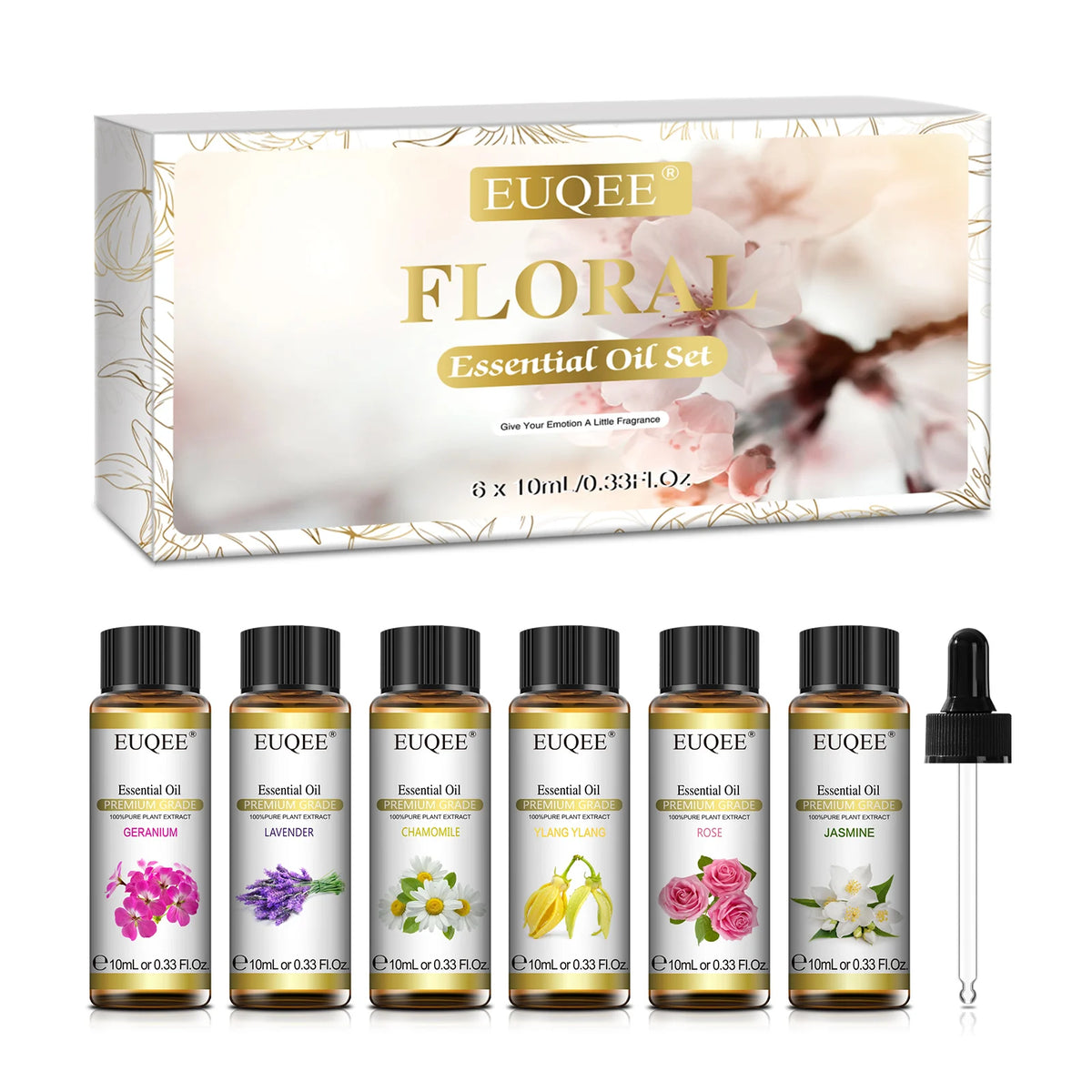 EUQEE 6 Bottles Essential Oil Set 10ml Natural Aromatherapy Oils For Diffuser,Humidifier,Car Diffusion,Candle & Soap Making