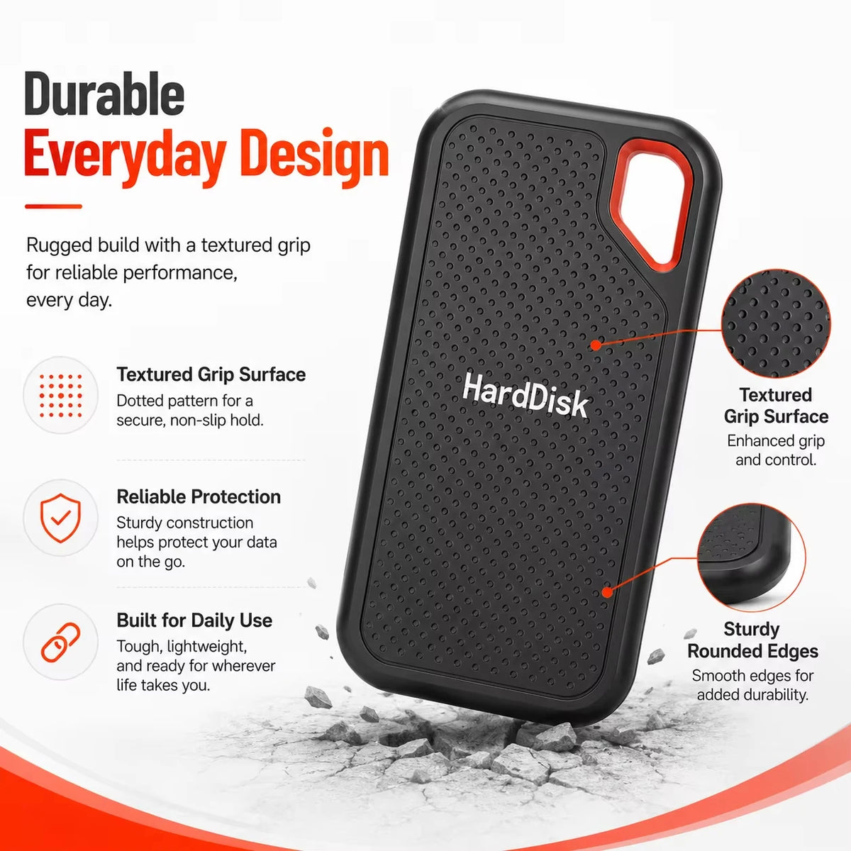2TB Portable SSD External Solid State Drive USB-C Fast Storage Device for Laptop Mac PC Phone Backup Data