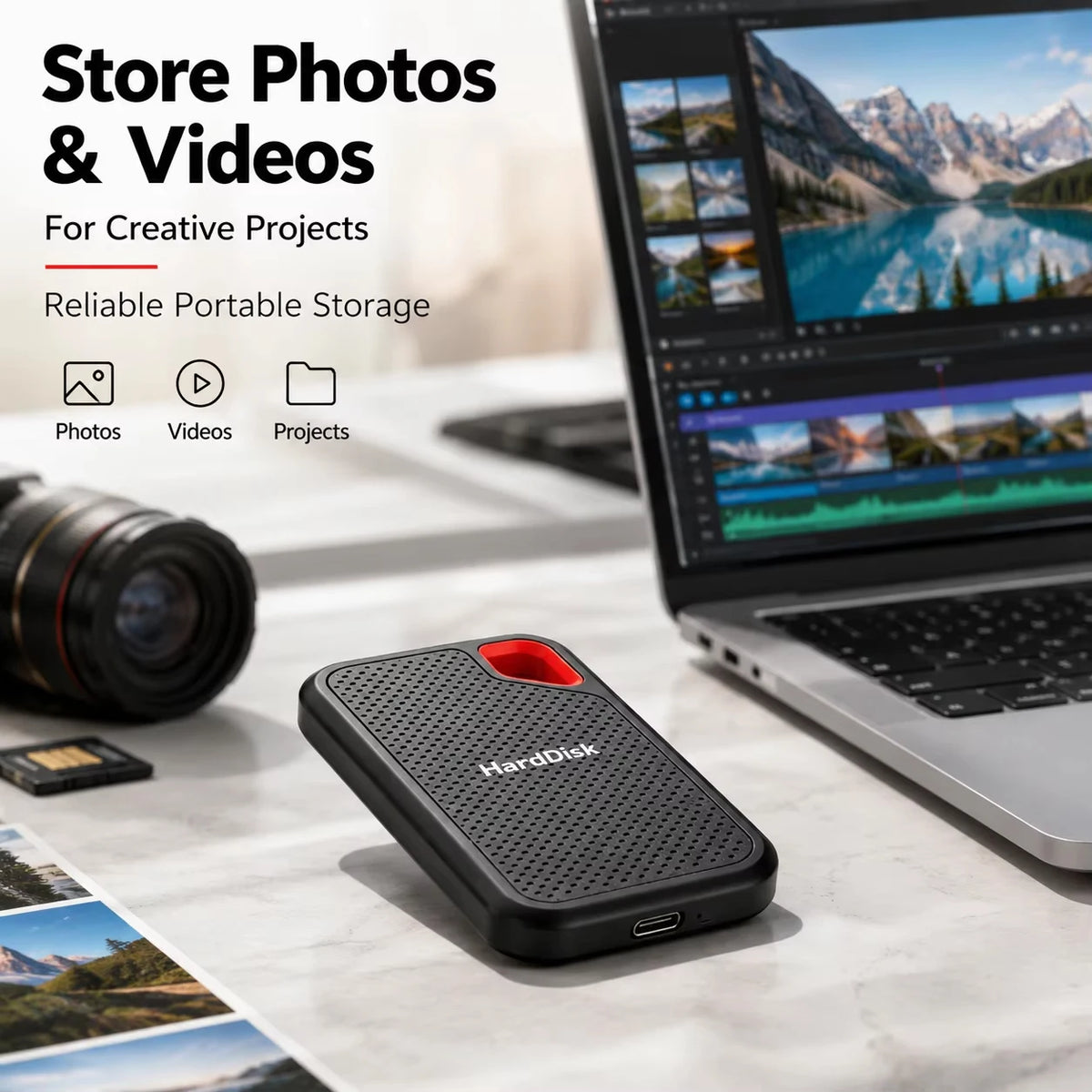 2TB Portable SSD External Solid State Drive USB-C Fast Storage Device for Laptop Mac PC Phone Backup Data