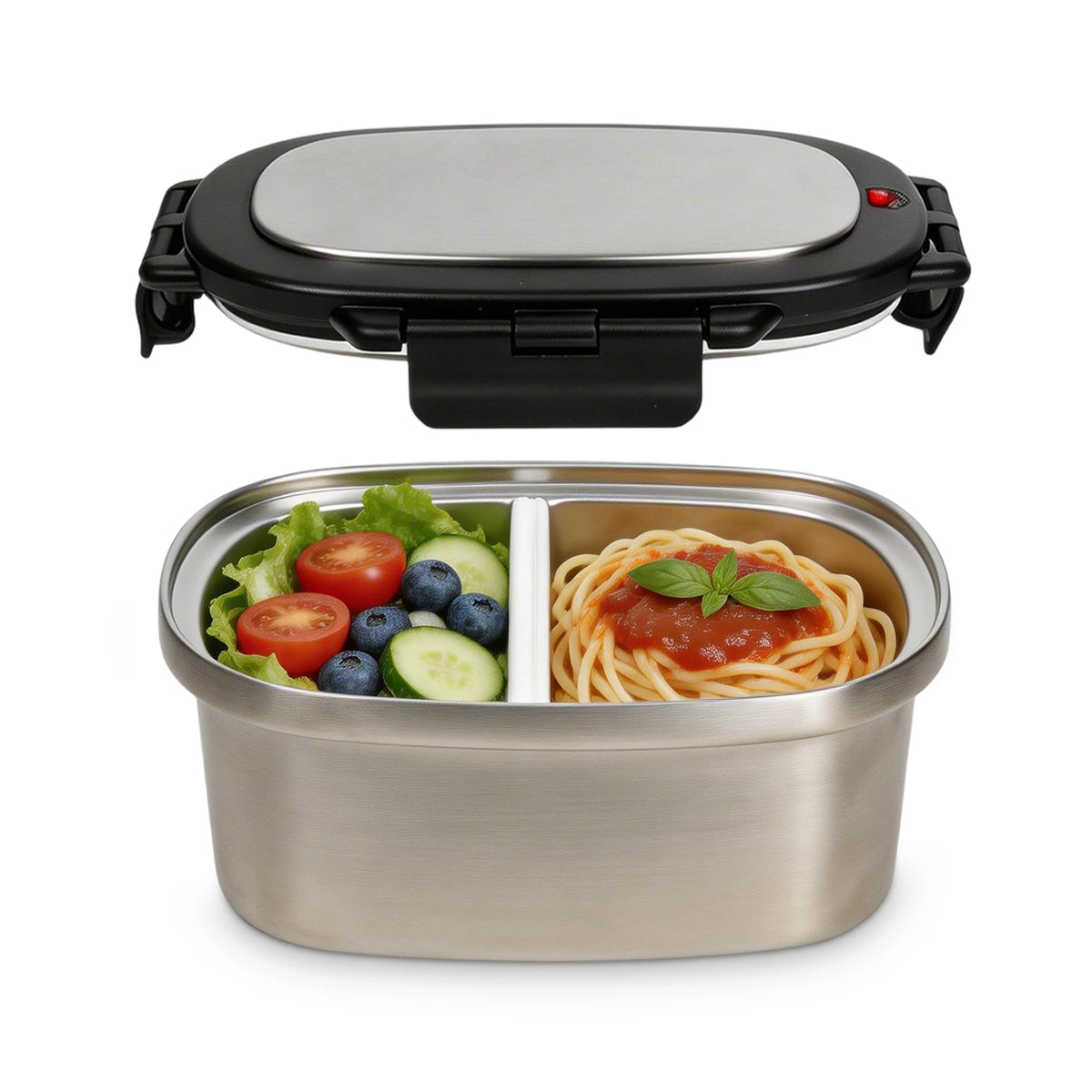 KOOMADE Vacuum Insulated Lunch Box with Thermal Bag 304 Stainless Steel Leakproof Divided Bento Box Keep Warm 4H Cold 8H Portable Food Container for Office Picnic