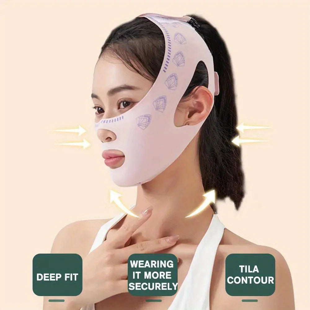 Breathable V‑Line Face Shaping Band, Cheek Lifting Face Bandage for Facial Contouring Support for Double Chin Appearance Improvement